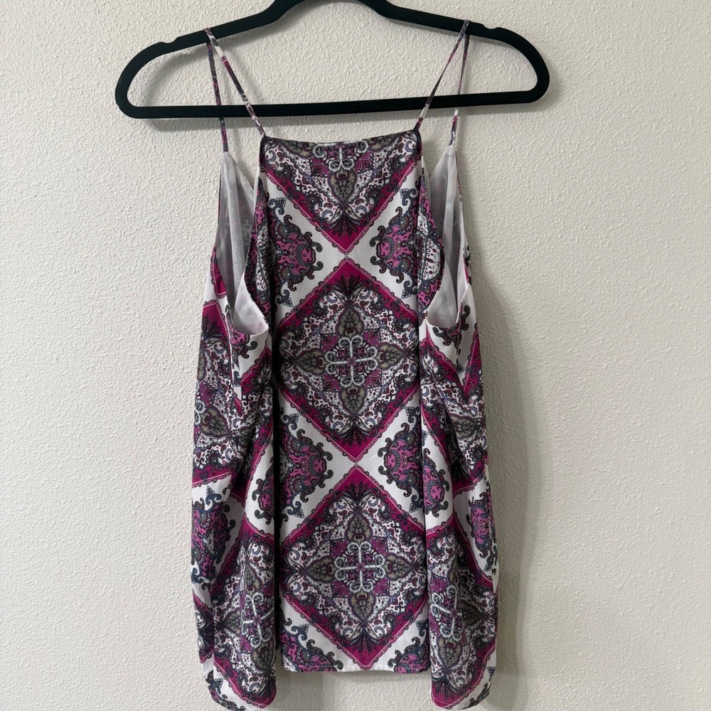 LOFT Womens XL Magenta Medallion Paisley Lightweight V-Neck Lined Camisole - Picture 2 of 10